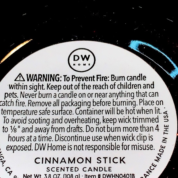DW HOME CANDLE CINNAMON STICK RICHLY SCENTED CHRISTMAS NEW MINI 1 WICK 3.8 oz - Picture 4 of 4